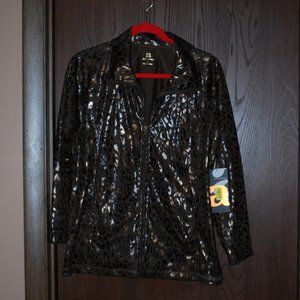 NWT Activology Brown Leopard Print Zip-up Jacket-L